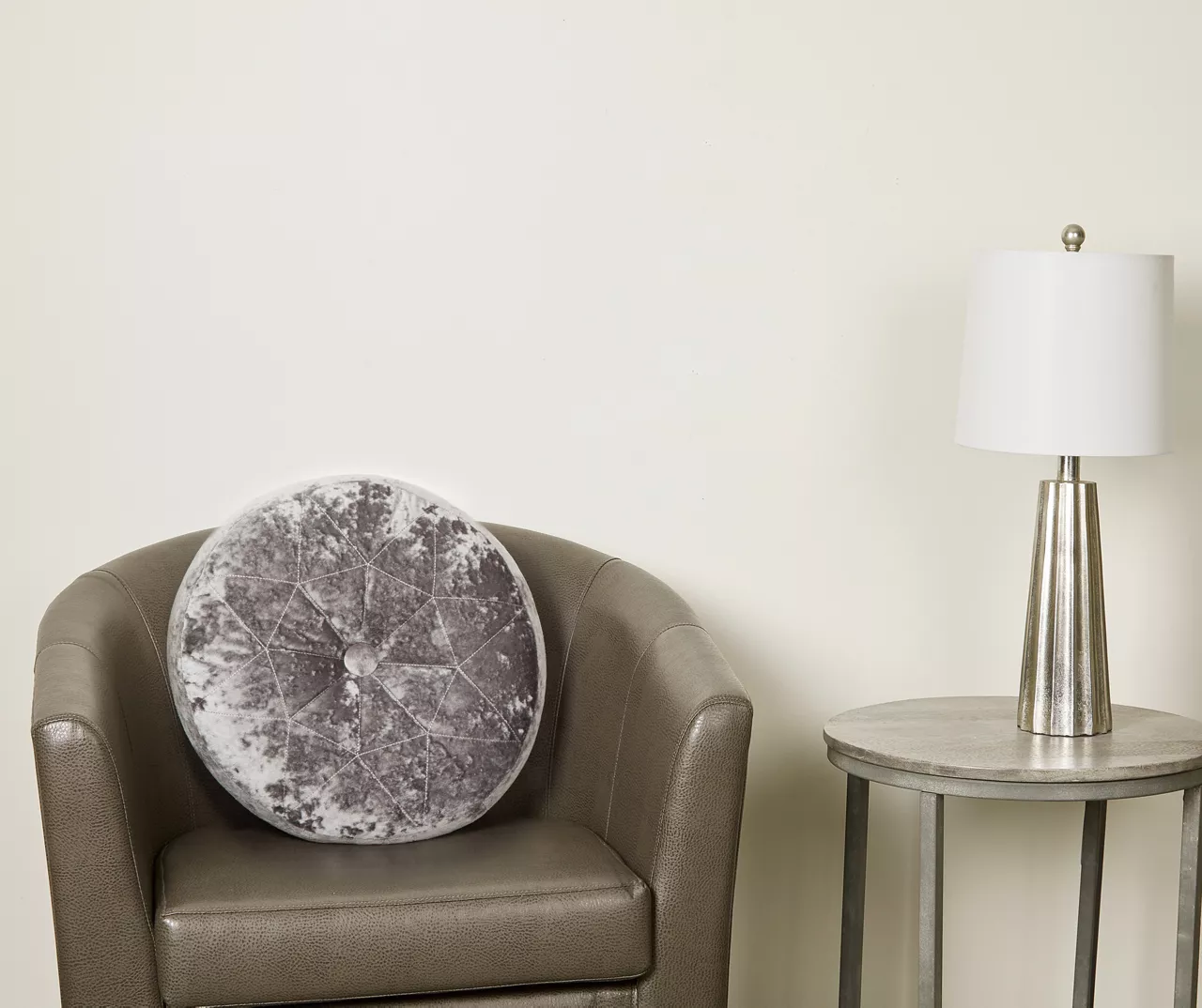 Jolie Gray Velvet Round Throw Pillow 4 Jolie Gray Velvet Round Throw Pillow - Image 2