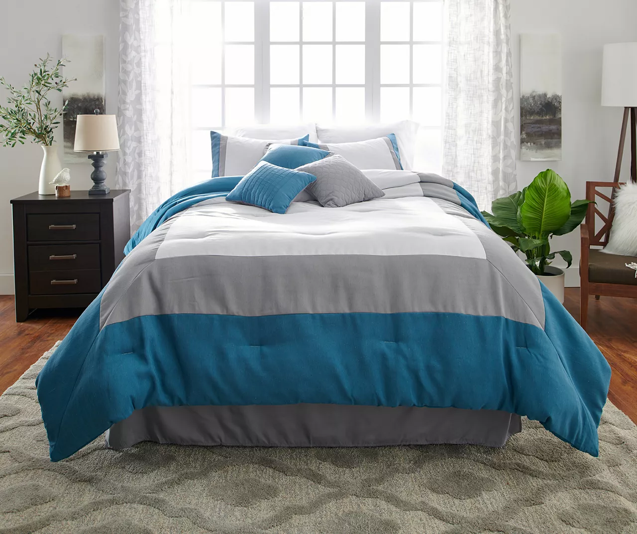 Vittorio Teal & Gray Comforter Set 3 Vittorio Teal & Gray Comforter Set