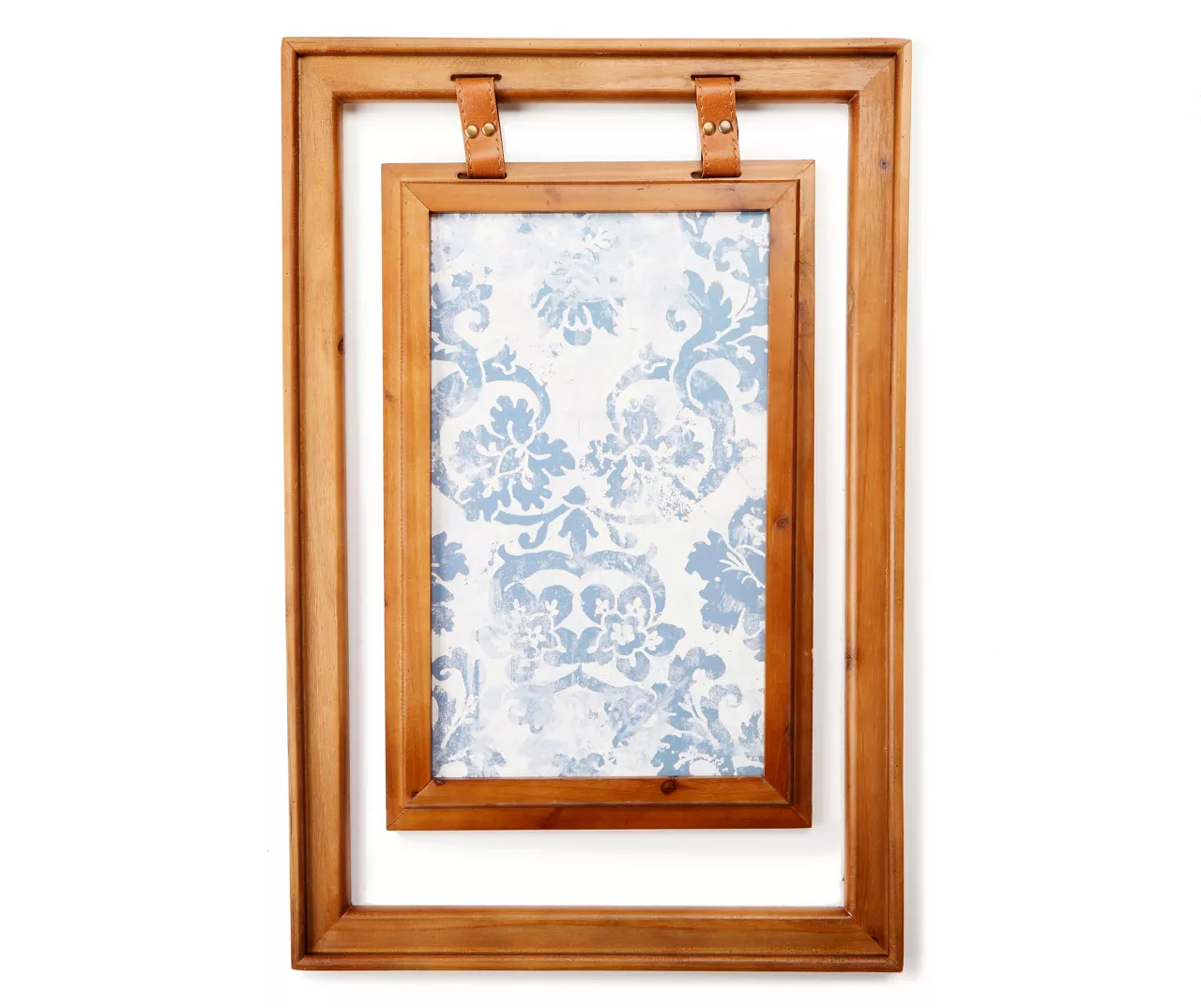 Double-Framed Light Blue Damask Hanging Wall Decor 3 Double-Framed Light Blue Damask Hanging Wall Decor