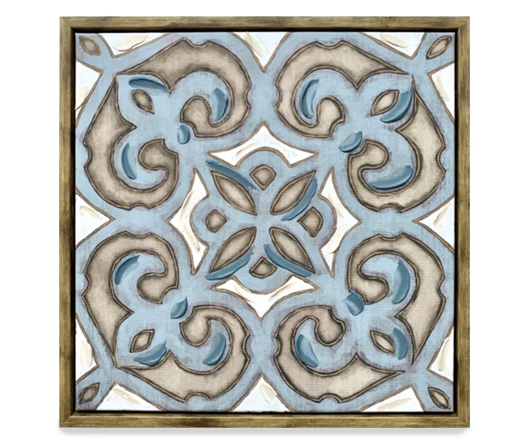 Blue Linen Tile Plaque 3 Blue Linen Tile Plaque