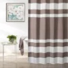 Tan & White Embossed Waffle Striped Shower Curtain