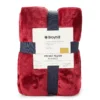 Deep Red Plaid Velvet Plush Queen/King Blanket -Broyhill 810530975