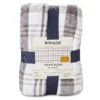 Gray & White Plaid Velvet Plush Queen/King Blanket -Broyhill 810530976
