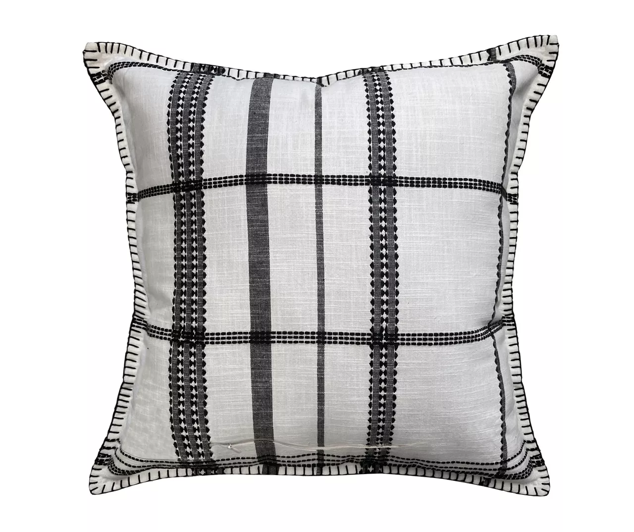 Madison White & Black Plaid Square Throw Pillow 4 Madison White & Black Plaid Square Throw Pillow - Image 2