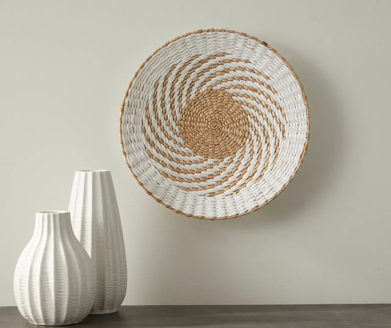 White Round Woven Swirl Wall Decor 5 White Round Woven Swirl Wall Decor - Image 3