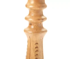 Light Brown Notch-Carved Pillar Candle Holder -Broyhill 810547959 810547960 2