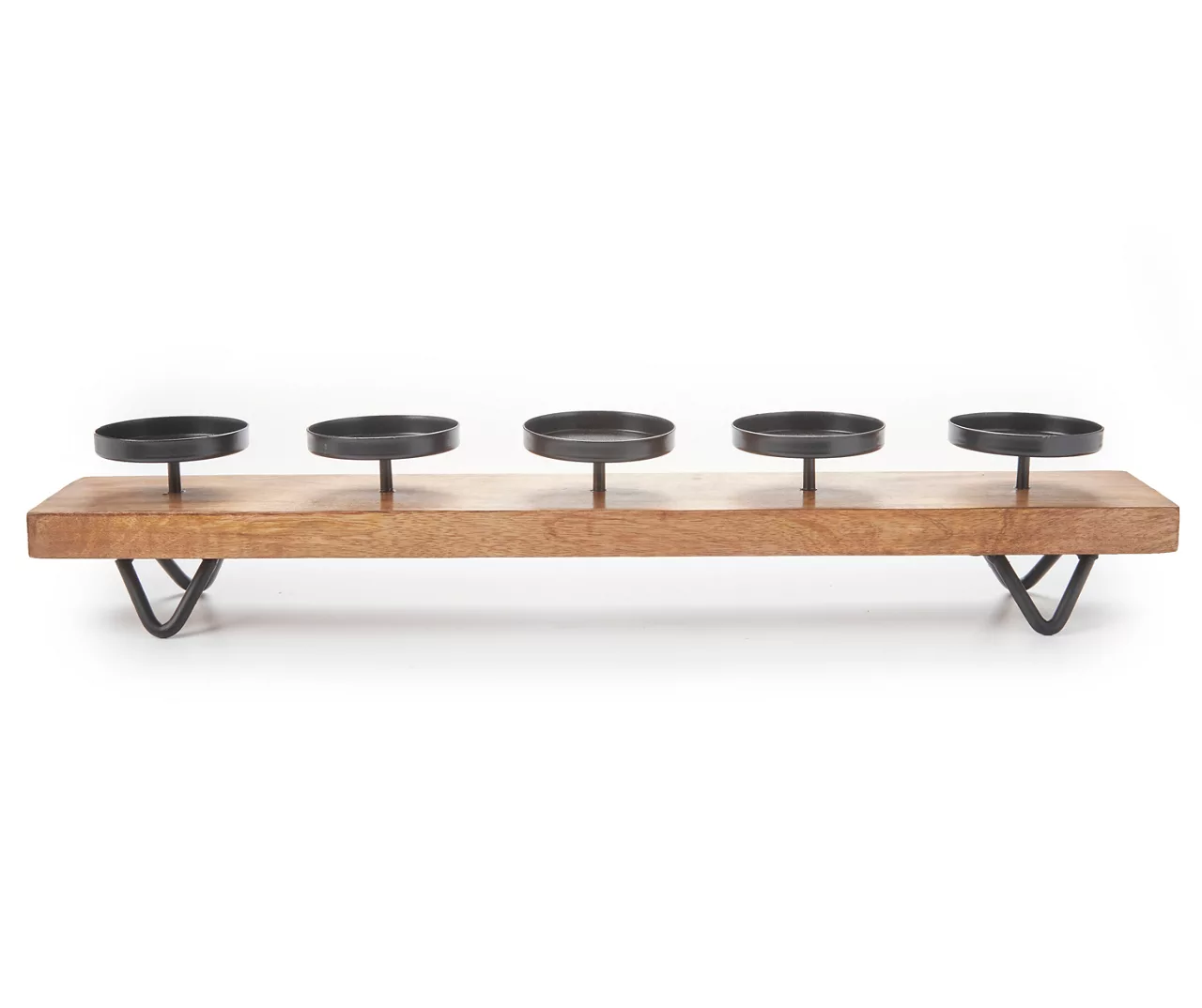 Wood & Metal 5-Tier Pillar Candle Holder 3 Wood & Metal 5-Tier Pillar Candle Holder