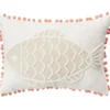 Tan & White Fish Throw Pillow With Pom-Pom Trim 2 Tan & White Fish Throw Pillow With Pom-Pom Trim -Broyhill 810557802
