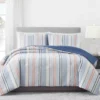 Blue & Coral Stripe Full/Queen 3-Piece Comforter Set -Broyhill 810558693 1