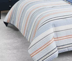 Broyhil Blue & Coral Stripe Comforter Set -Broyhill 810558693 2 1