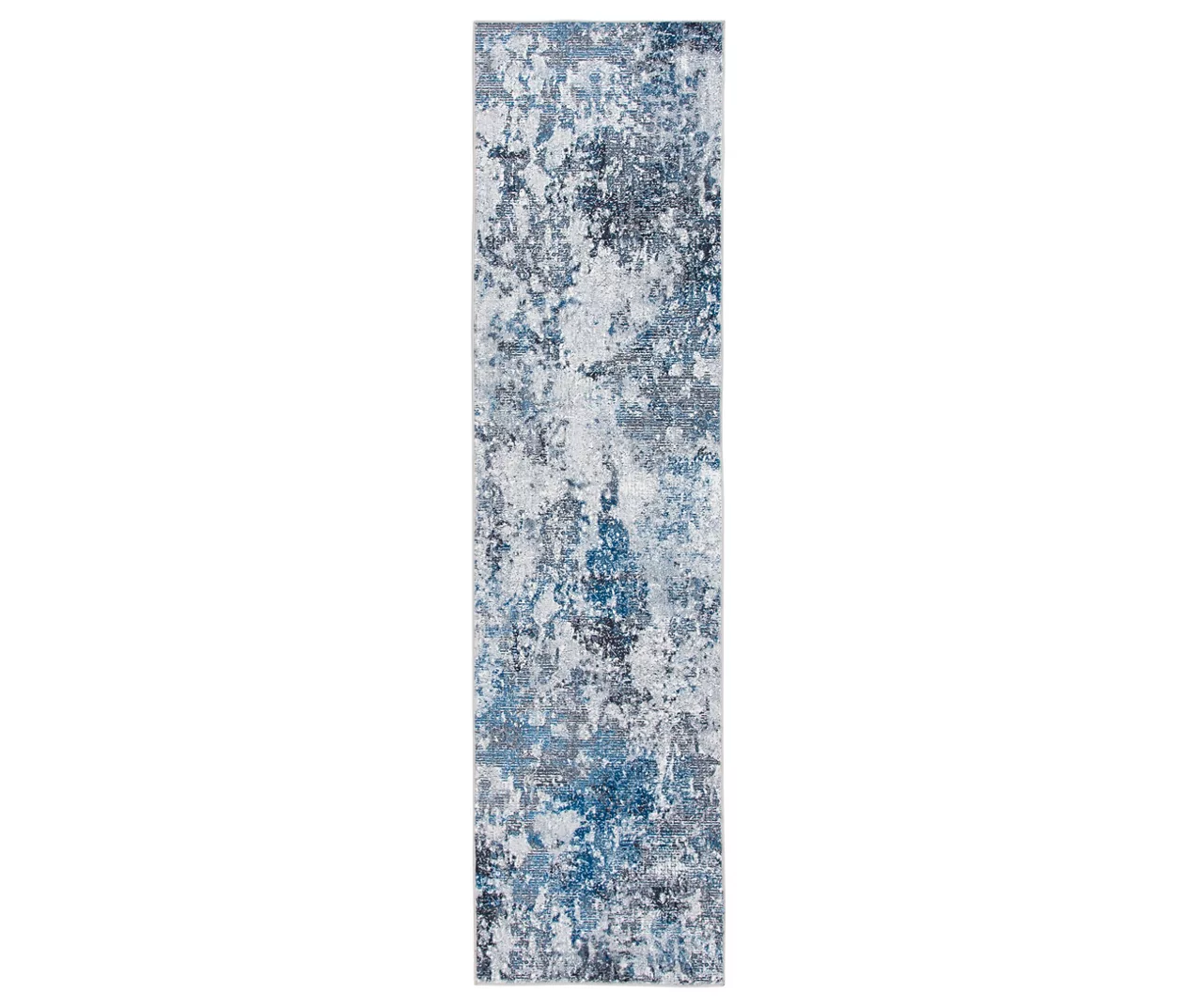 Harvey Blue & Gray Abstract Runner Rug, (2' X 7') 3 Harvey Blue & Gray Abstract Runner Rug, (2' X 7')
