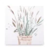 White & Green Embellished Cattail Wrapped Canvas -Broyhill 810567733