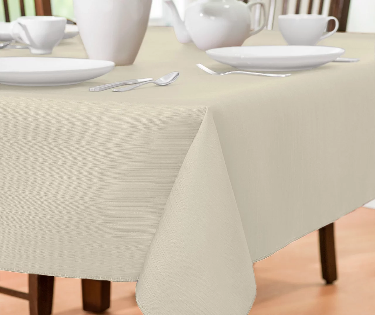 Broyhill Antique White Fabric Tablecloth 4 Broyhill Antique White Fabric Tablecloth - Image 2