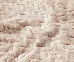 Tan Chevron Embossed Velvet Queen Blanket -Broyhill 810573799 810573801 2