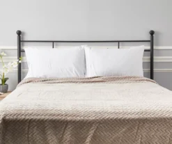 Tan Chevron Embossed Velvet King Blanket -Broyhill 810573799 810573801 4 1