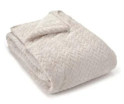 Broyhill Whisper White Chevron Embossed Velvet Blanket 9 Broyhill Whisper White Chevron Embossed Velvet Blanket -Broyhill 810573800 810573798 810617576 1