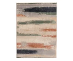 Hadlee Sand, Coral & Green Abstract Area Rug, (5' X 7')