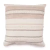 White & Tan Woven Dot Stripe Throw Pillow