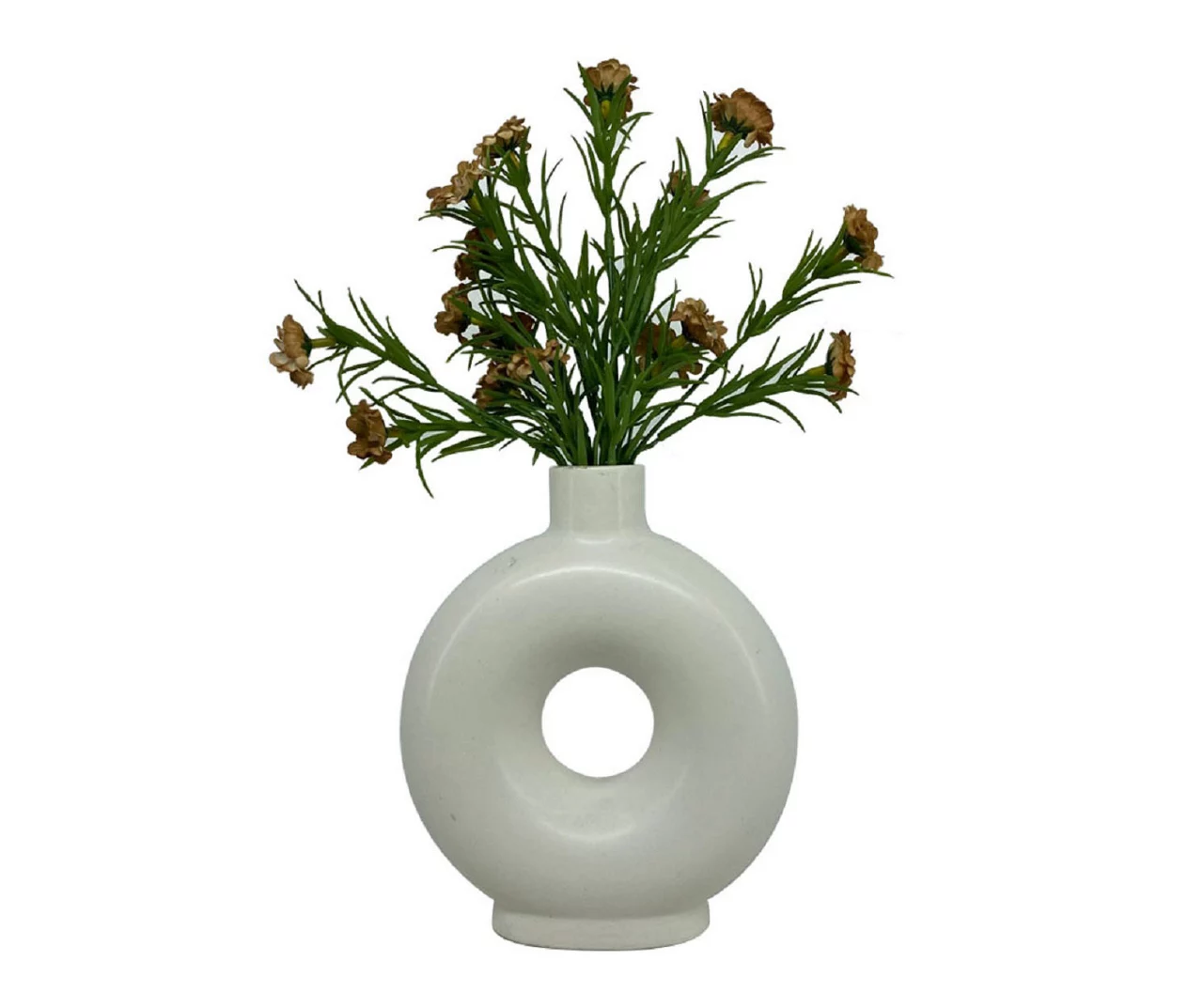 New Beginnings Green Artificial Floral Arrangement With White Round Ring Vase 3 New Beginnings Green Artificial Floral Arrangement With White Round Ring Vase