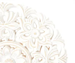 White Floral Cut-Out Carved Circle Tabletop Decor 7 White Floral Cut-Out Carved Circle Tabletop Decor -Broyhill 810603880 A8 2