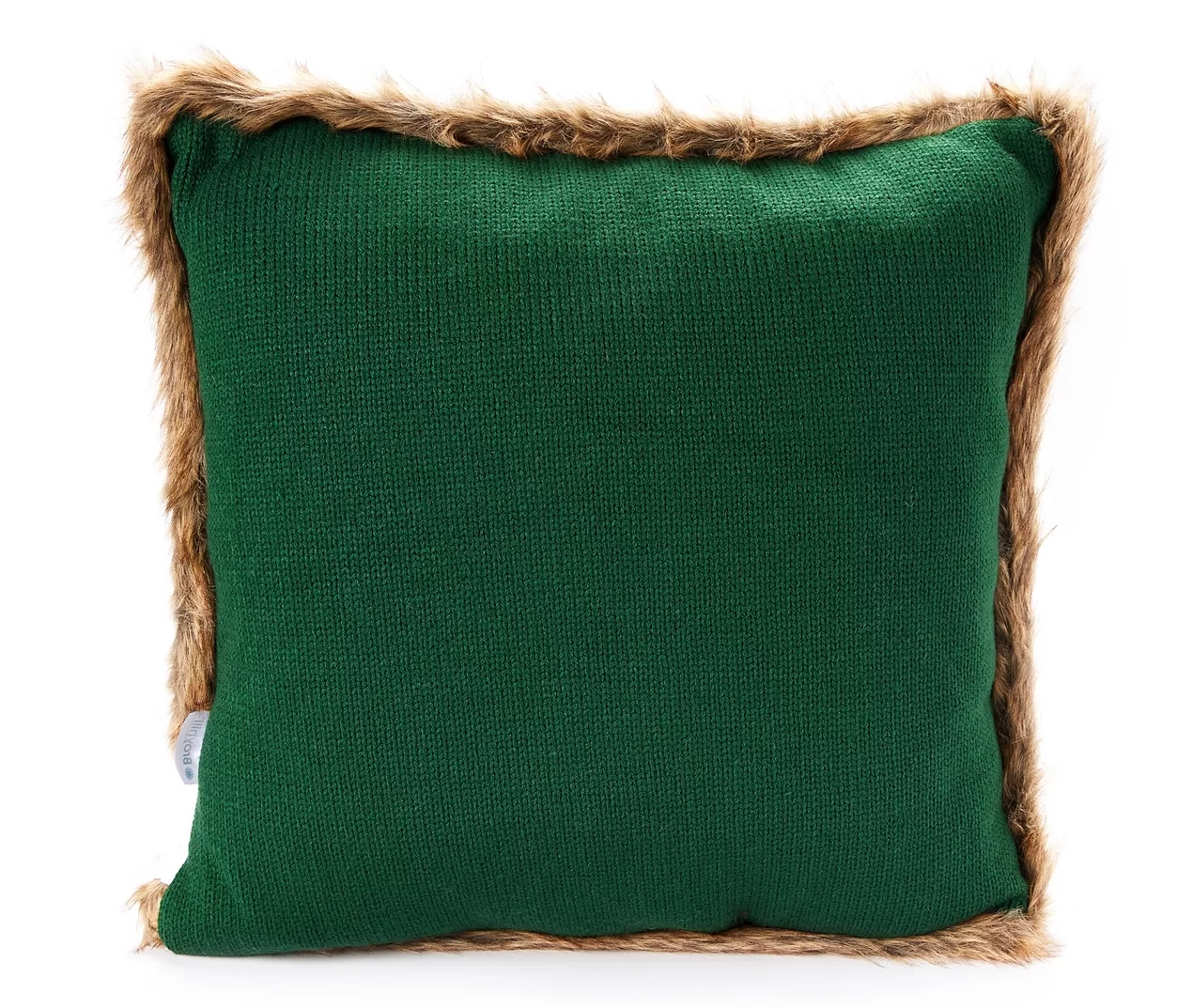 Green Cable-Knit Faux Fur-Trim Throw Pillow 4 Green Cable-Knit Faux Fur-Trim Throw Pillow - Image 2