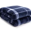 Navy & White Plaid Queen/King Velvet Plush Blanket -Broyhill 810617521 810617523 A0 1