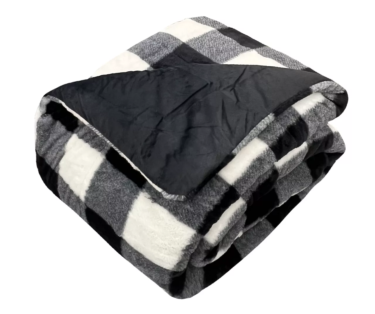 Black & White Buffalo Check Faux Fur Full/Queen Comforter 4 Black & White Buffalo Check Faux Fur Full/Queen Comforter - Image 2